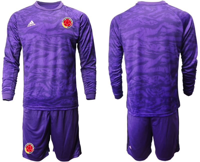 Men 2020-2021 Season National team Colombia goalkeeper Long sleeve purple Soccer Jersey1